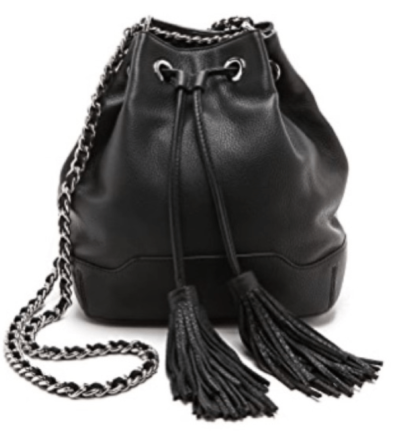 Rebecca Minkoff Black Pebbled Leather Bucket Bag Chain Strap  display picture 2