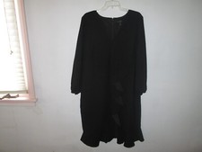 NWT J CREW Black Drapey Ruffled Long Sleeve Knee Length Dress H6303 Size 16T
