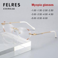 Rimless Metal Myopia Nearsighted Glasses For Women Classic Fashion Glasses New