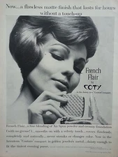 1962 Coty Cosmetics Frech Flair Compact New Dainty Air Spun Powder Original Ad