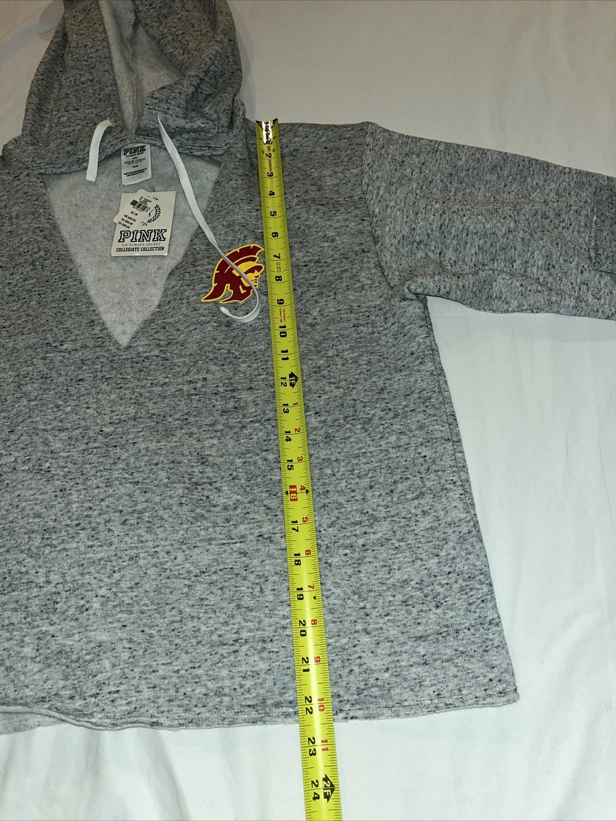 UNDERCOVER Felpa con cappuccio Victorias Secret ROSA USC Trojans Collegiate taglia media scollo a V grigio
