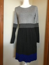 Eliza J New York Gray & Blue Colorblock Sweaterdress Sz Medium M Bloomingdales