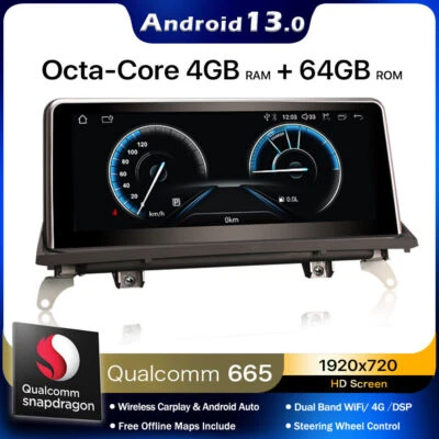 64GB Qualcomm Android 14 Navi 4G IPS DSP Autoradio CarPlay BMW X5 E70 X6 E71 CCC - Bild 1 von 4