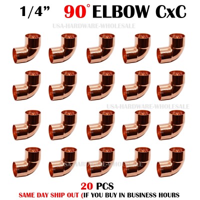 1/4-Inch Copper 90-Degree Elbow CxC Sweat, Plumbing Fitting, Certified Lead Free