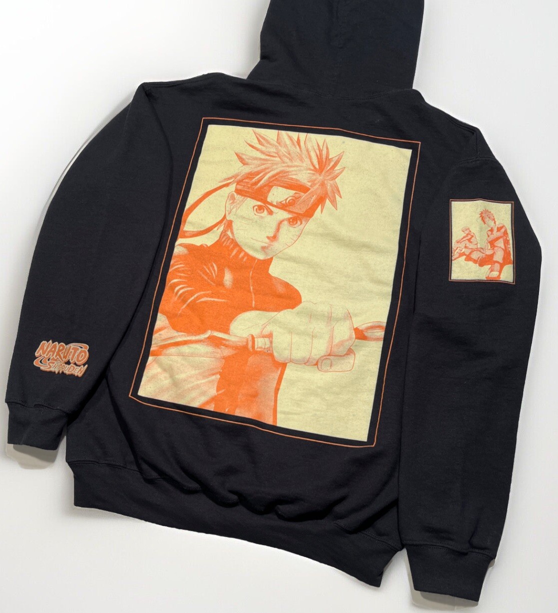 Y2K Naruto Shippuden Sudadera con Capucha Gaara Pullover Negro Anime Manga Tiras Para Hombre Grande