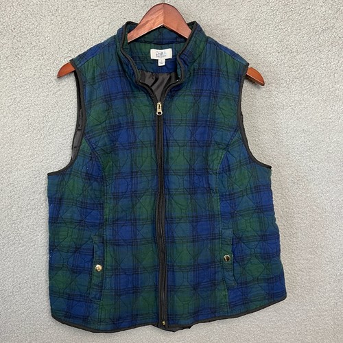 Quilted Plaid Vest Womens Size XL 90s 
