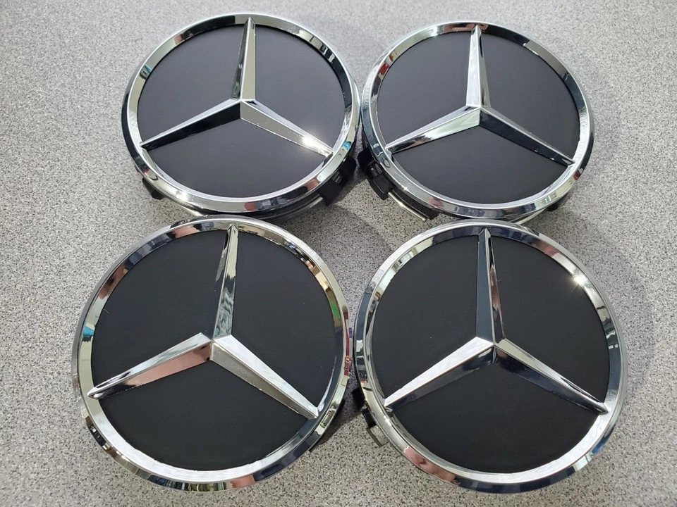 Set of 4 75MM Wheel Center Rim Caps Hubcaps for Mercedes-Benz Matte Black Star - Image 3 of 4