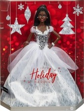 Barbie Signature 2021 Holiday Doll (12-inch, Brunette Braided Hair) in Silver Go