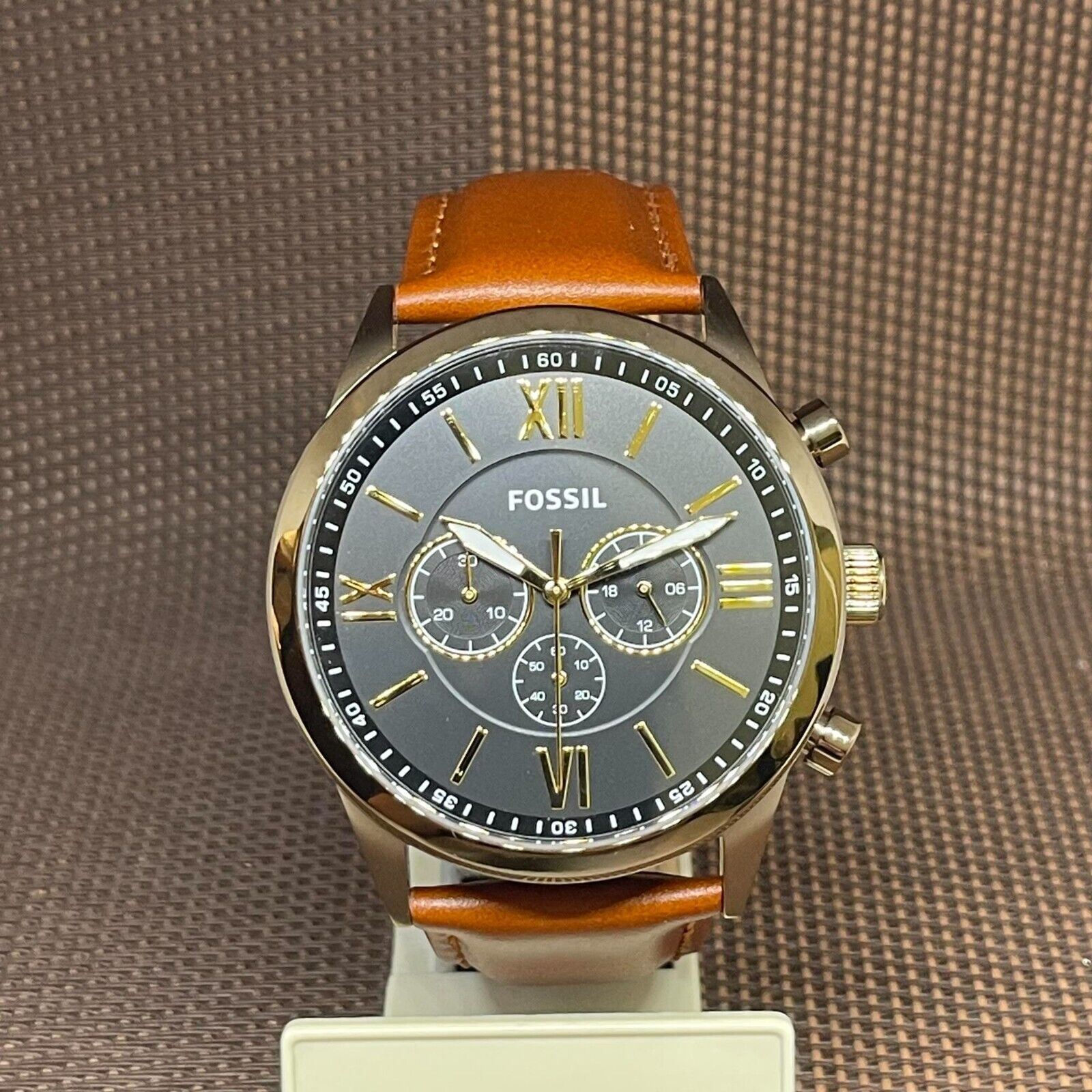 Fossil BQ2261 Flynn Black Chronograph Brown Leather Men