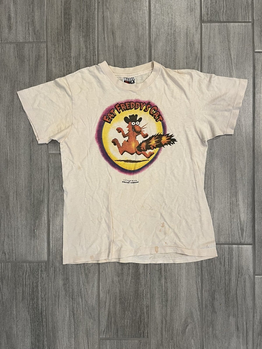 Vintage 70s Gilbert Shelton T shirt Fat Freddy's Cat Cartoon R