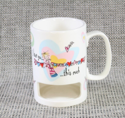 Born to Shop Creative Tops Keramiktasse mit Kekshalter 'I love you so much