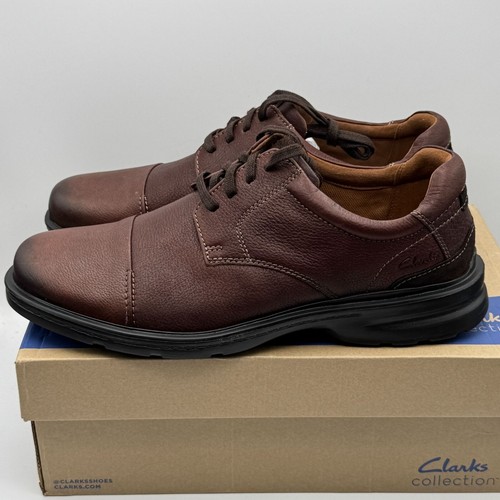 Clarks Gessler Cap Toe Shoes Size 13W Brown Leather Wide Oxford Comfort 👞 - 第 3/14 張圖片