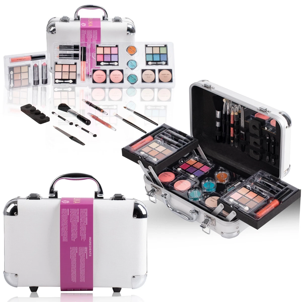 White Beauty Makeup Set Kit Eyeshadow Blushers Lipsticks Palette