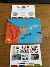 2012 LONDON OLYMPIC SPORTS 2011 SAILING 50p COIN UNC SEALED IN CARD.