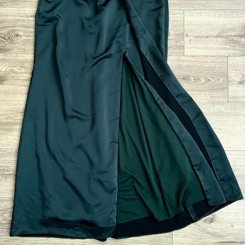 DESSY COLLECTION Wickel Maxikleid Gr. 14 Evergreen Lux Charmeuse Satin Seitenschlitz - Bild 6 von 12