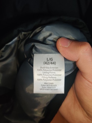 Faded Glory Men's Large 42-44 Black/Grey Puffer Fleece lined Jacket Winter Coat - Picture 3 of 4