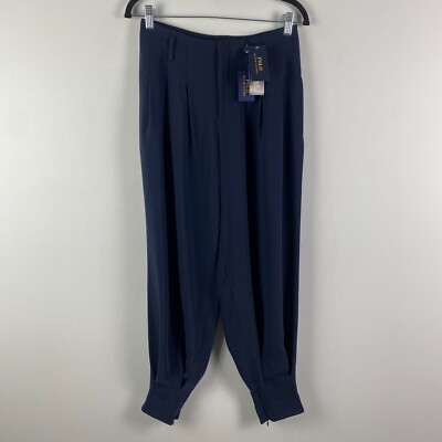 Polo by Ralph Lauren Double-faced Harem Pant Size 2 Navy Pleated High Waist