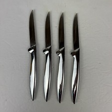 4-Carvel Hall Solid Handle Steak Knives Stainless Glossy Cutlery Flatware Retro