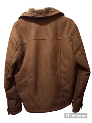 R Rosso Black & Gold Suede Leather Veneto Brown Men's Jacket Sz L