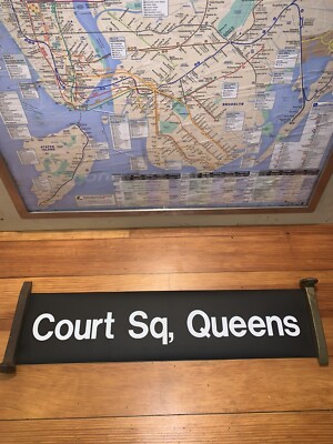 NY NYC R32 SUBWAY ROLL SIGN SMALL COURT SQUARE QUEENS TERMINAL LONG ISLAND CITY