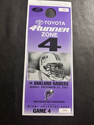 2001 NFL Miami Dolphins Football Oakland Raiders Parking Pass Game 4 Vintage