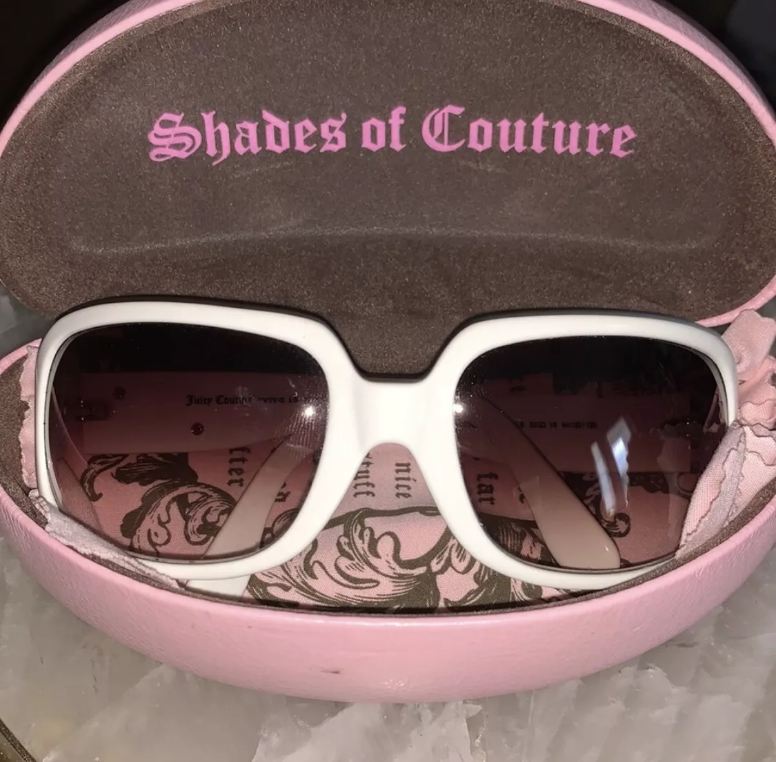 Y2K Juicy Couture Viva La Juicy Couture White Sunglasses Fairy Tale S 0G3Q Italy