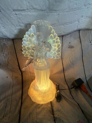 #57071 HERALDING HIS BIRTH FIBER OPTIC ELECTRIC LIGHTED ANGEL Christmas Vintage