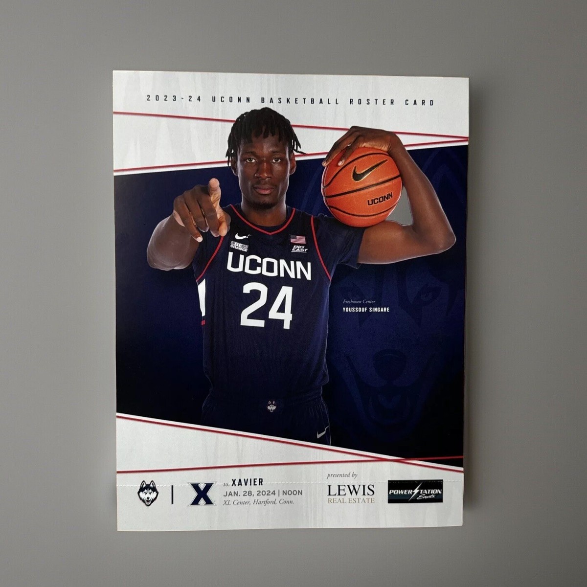 2024 UCONN MENS BASKETBALL ROSTER CARD CONNECTICUT HUSKIES