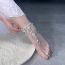 Flash Chain Anklet Foot Chain Jewelry Girl's Beach Chain Rhinestone Adjustable