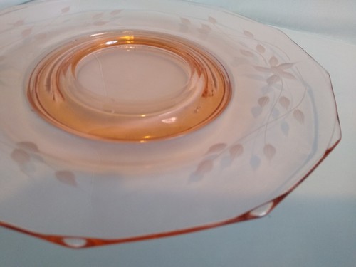 Lancaster Sweet Pea Twinkle Pink Depression Glass Vase & Underplate Wheel Cut - Picture 16 of 19