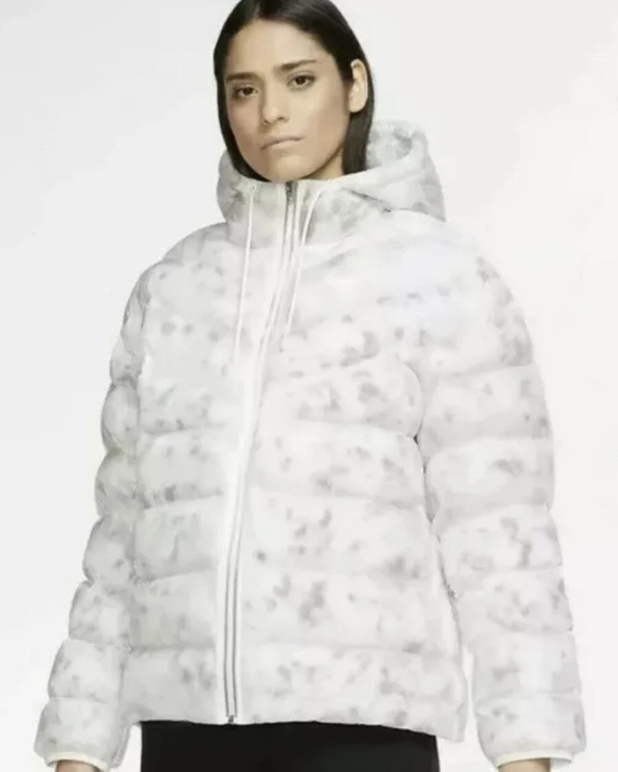White nike puffer jacket women's sales