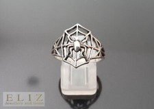 STERLING SILVER 925 Spider Web Black Widow Ring