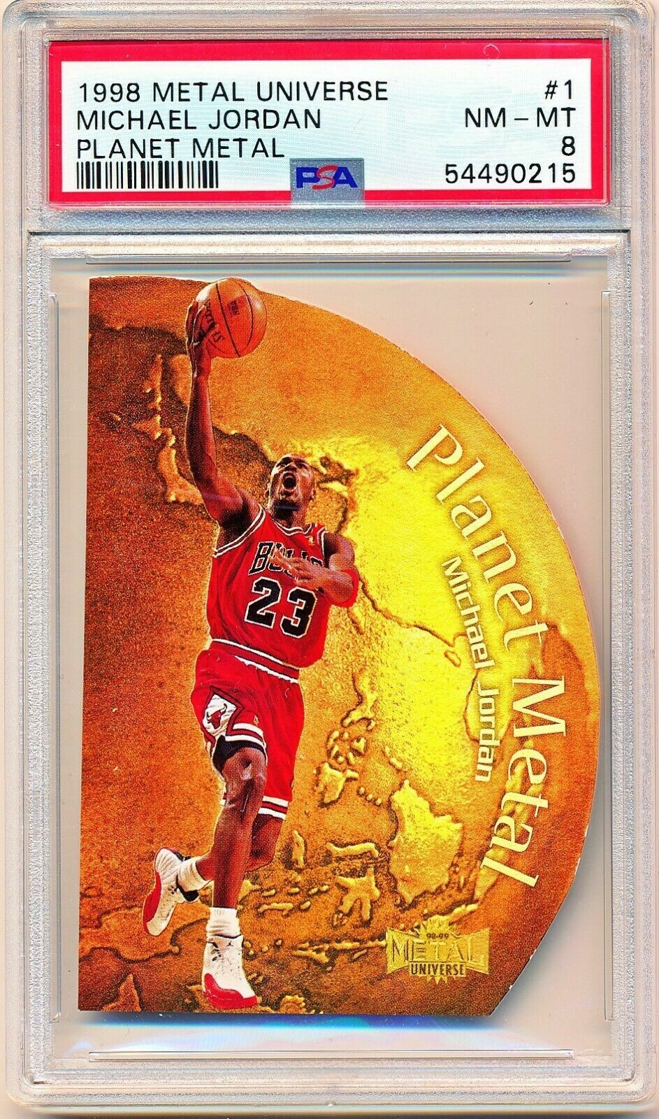 Michael Jordan 1998-99 Skybox Metal Universe Planet Metal Die-Cut PSA 8 NM-MT