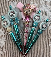 Custom beaded pen. Cute H. Kitty Gift pens. Basket filler. Journal. Party.