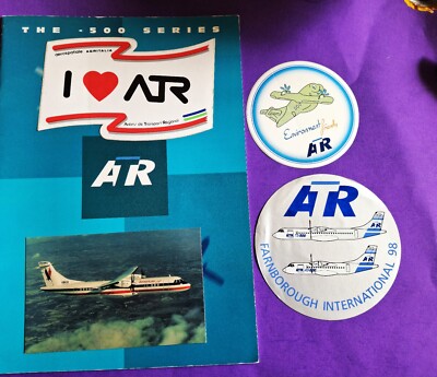 ATR American Eagle Airlines ATR72 Postcard ATR-500 Series Brochure + 3 Stickers