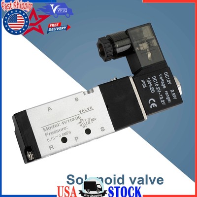 4V110-06 5 Way 2 Position PT1/8'' DC 12V Pneumatic Electric Solenoid Air Valve WE