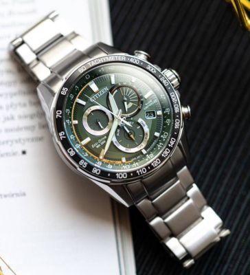 Citizen Men's Watch Radio Controlled Sapphire Green Dial Eco-Drive