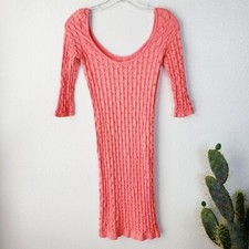 2b BeBe Stretch Bodycon Dress Textured Y2K in Peach Nectar size S