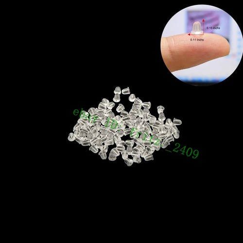 Silicone Earring Backs 4mm(300Pcs)Earring Backings Soft Clear Ear Safety Back - Picture 3 of 7