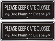 2 Pack Please Close The Gate Matal Sign - Dog Planning Escape Sign - Brushed ...