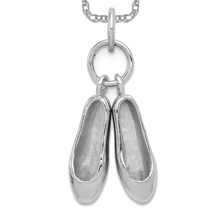 SAOLA Collana pantofole da ballo pendenti in oro bianco massiccio 14 kt