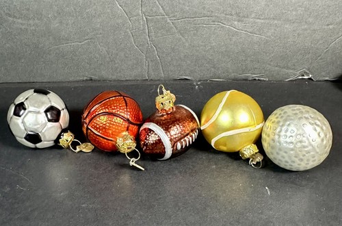 Dept 56 Glass Sports Ornaments Mini Football Tennis Soccer Basketball Golf Lot 5 - Picture 2 of 6