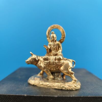 52mm Brass Bull Riding Taishang Laojun Statue Sanqing Statue