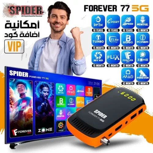 SPIDER Forever 77 5G Satellite Receiver 10 Year Subscription HD Channel - Afbeelding 6 van 6