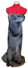 David Meister Black/White Swirl Ripple Strapless Ruffle Zip Formal Gown Dress 2