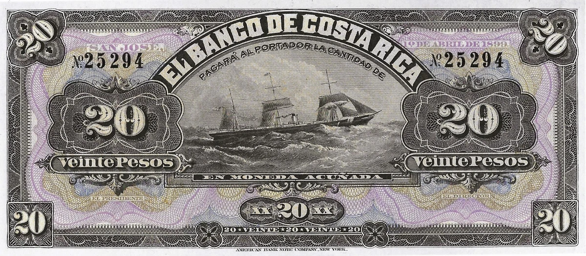 Uncirculated 1899 Year Costa Rican Paper Money for sale | eBay