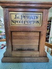 Antique J&P Coats Revolving Wooden Spool Display Case