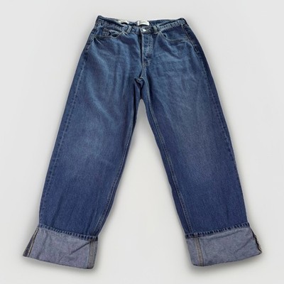 Vintage Universal Thread Baggy Jeans Womens 8 Blue Denim Mid Rise Cuffed Hem 90s