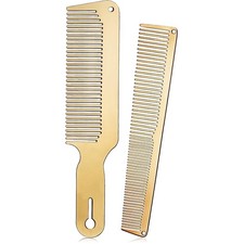 Patelai 2 Pcs Stainless Steel Comb for Men, Metal Fine 2 Piece Set, Gold
