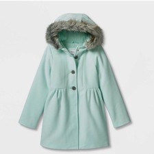 Cat Jack Light Green Hooded Raincoat. XS
